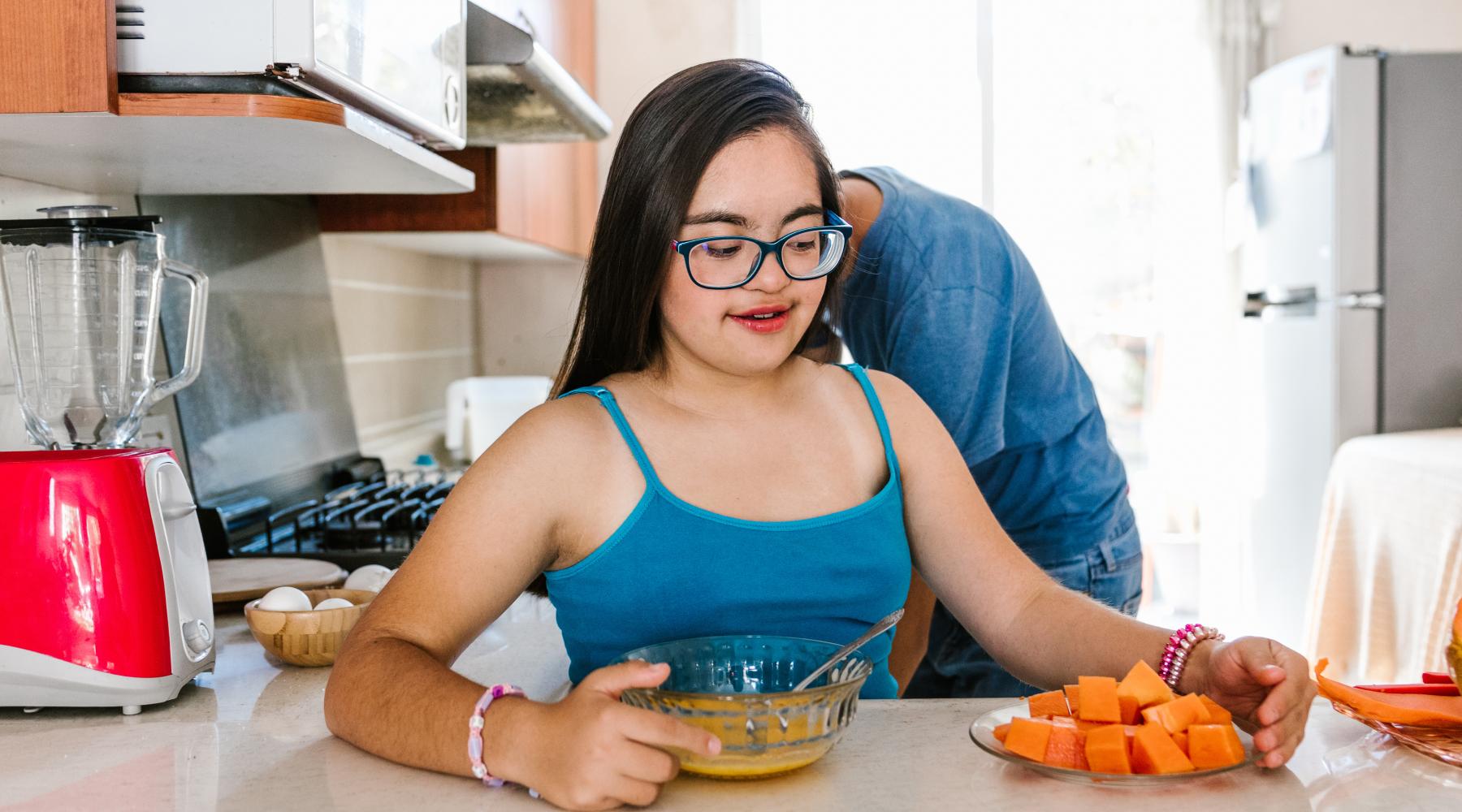 Latin teen girl with down syndrome