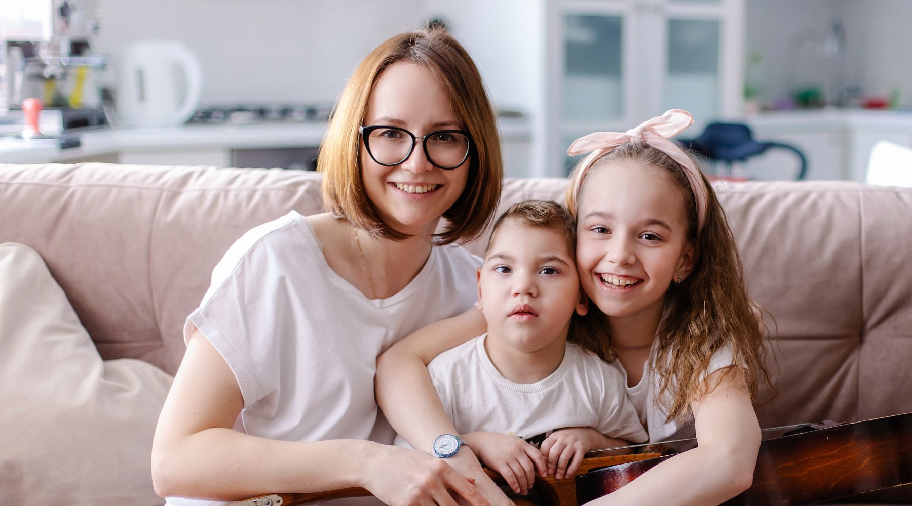 Beautiful portrait of a family with a disabled child